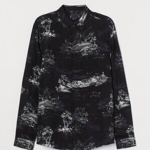 Black Print Slim Fit Shirt